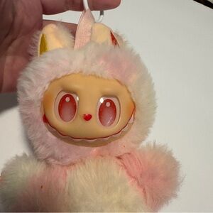 Popsmart Labubu Adorable Pink and Cream Plush Bag Keychain Toy
